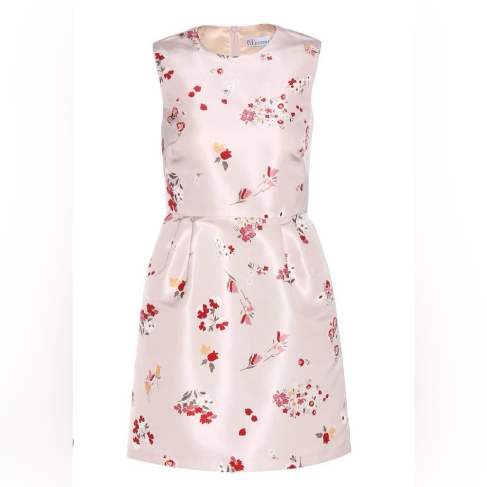 RED Valentino Floral Mini Dress in Pink and Red